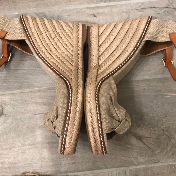 Tory Burch Macy Gold/Natural Linen Espadrilles 9.5 - Picture 5 of 8